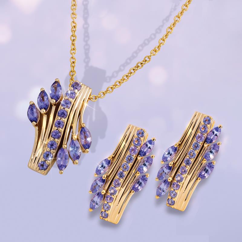 Manyara Tanzanite Pendant, Chain & Earrings